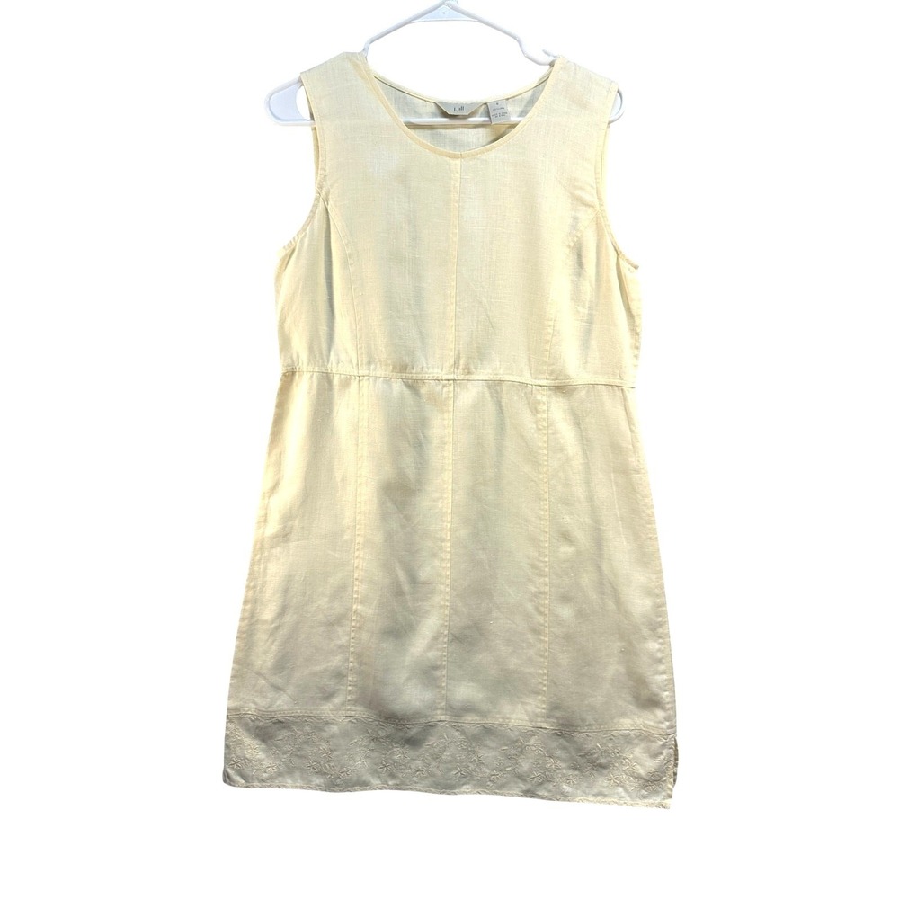 J Jill 100% Linen Sheath Dress Butter Yellow Size 6 Resort Cruise Euro Vaca - Picture 1 of 9